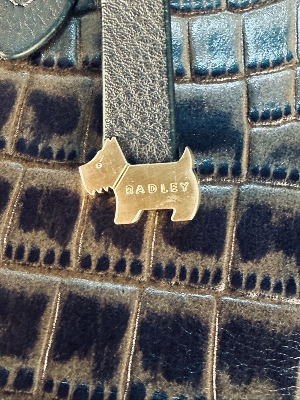 Radley London Liverpool Street Croc Embossed Leather Satchel EUC